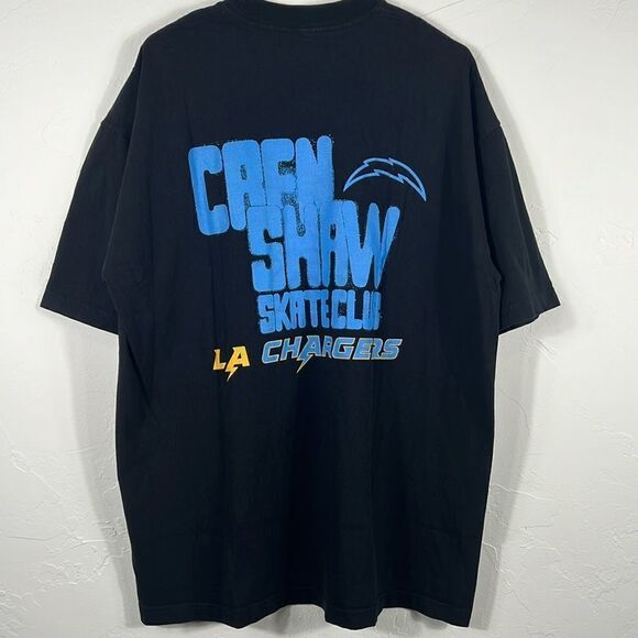 🔥 CRENSHAW SKATE CLUB x L.A. CHARGERS Colab NFL Skateboard Tee Sz XL - PERFECT - Picture 1 of 6